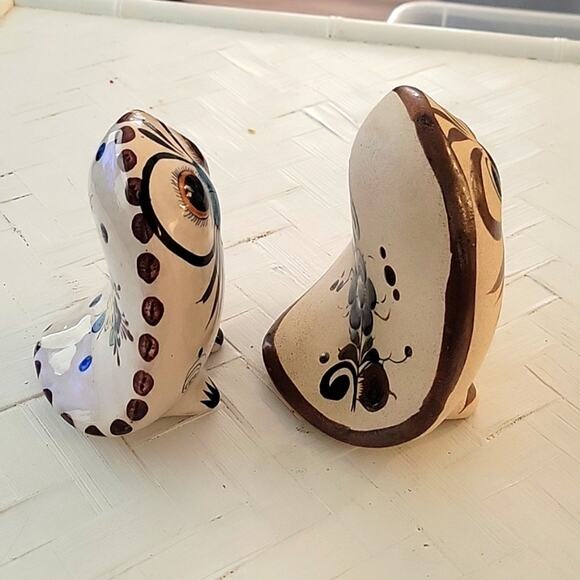 1960 Tonala Mexico and LAT Mexico Folk Art Both Signed Two Owls 5" and 4.5" - Picture 4 of 12